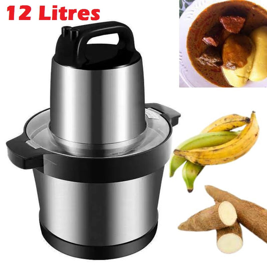 FoutouMix Mixeur de Foutou 12 Litres - 2 Lames Double Couche - 1.500 W