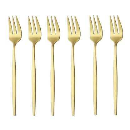 Lot de 6 Fourchettes à Fruits Desserts Gâteaux- Ensemble de Couverts - Acier Inoxydable