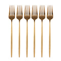 Lot De 6 Fourchettes A Dîner Dorées Design British Slim - Acier Inoxydable - Couleur Or