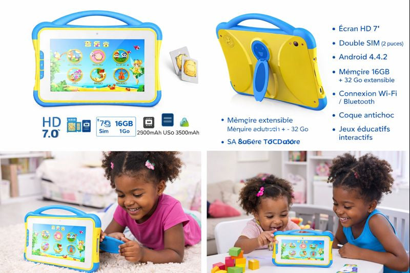 Tablette Éducative Enfant Tab B66 – Écran 7’’ HD – Android – 16GB – Antichoc – Double SIM