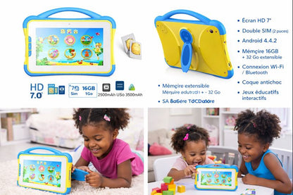 Tablette Éducative Enfant Tab B66 – Écran 7’’ HD – Android – 16GB – Antichoc – Double SIM