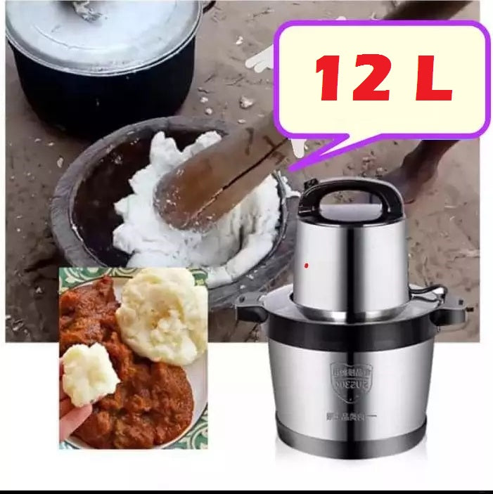 FoutouMix Mixeur de Foutou 12 Litres - 2 Lames Double Couche - 1.500 W