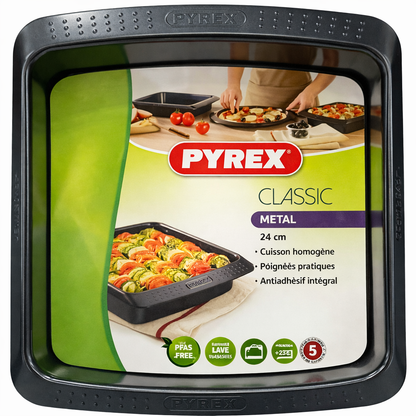 Plat à Four Carré Classic 24 cm – Antiadhésif Sans PFAS – Cuisson Homogène