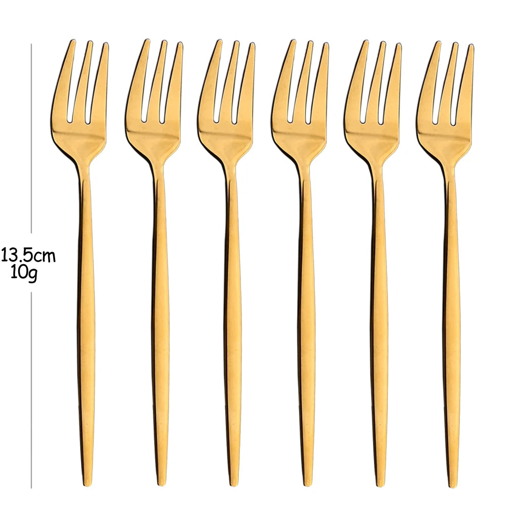 Lot de 6 Fourchettes à Fruits Desserts Gâteaux- Ensemble de Couverts - Acier Inoxydable