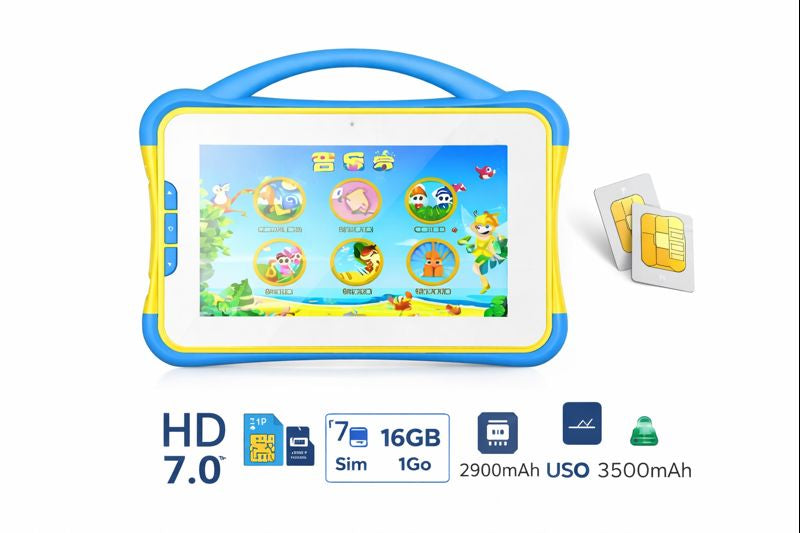 Tablette Éducative Enfant Tab B66 – Écran 7’’ HD – Android – 16GB – Antichoc – Double SIM