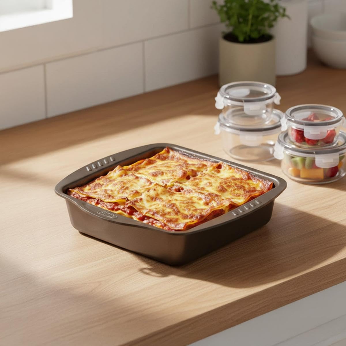 AsimetriA – Plat à Four Carré Anti-adhésif 24 x 24 cm - 2,6 L – Acier Haute Qualité