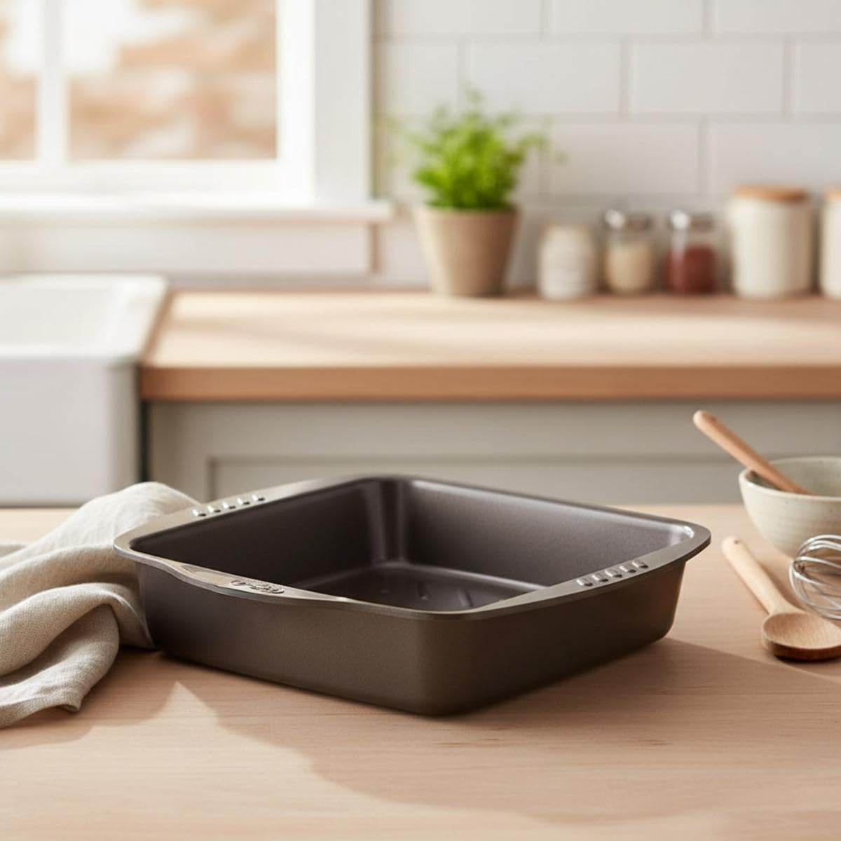 AsimetriA – Plat à Four Carré Anti-adhésif 24 x 24 cm - 2,6 L – Acier Haute Qualité