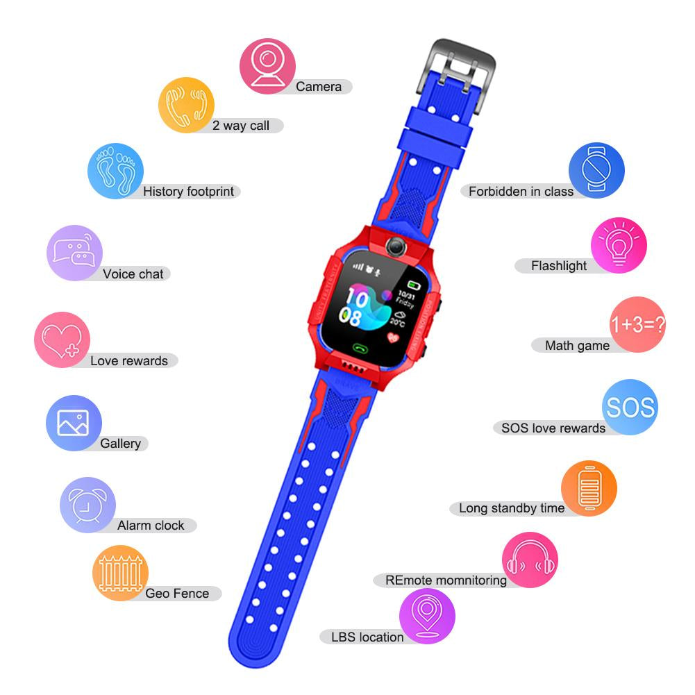 Montre Connectée Z7 - SOS - Traceur GPS - Carte SIM -  Rouge Bleu