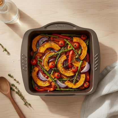 AsimetriA – Plat à Four Carré Anti-adhésif 24 x 24 cm - 2,6 L – Acier Haute Qualité