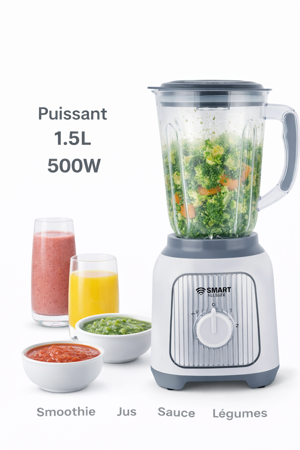 Mixeur Blender Multifonction STPE-1040W 500 W – Puissant et Élégant 1.5L